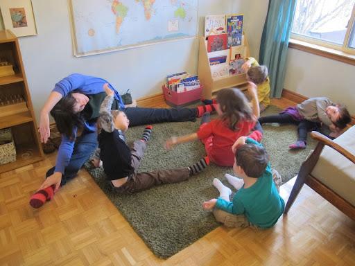 Kids stretching inside